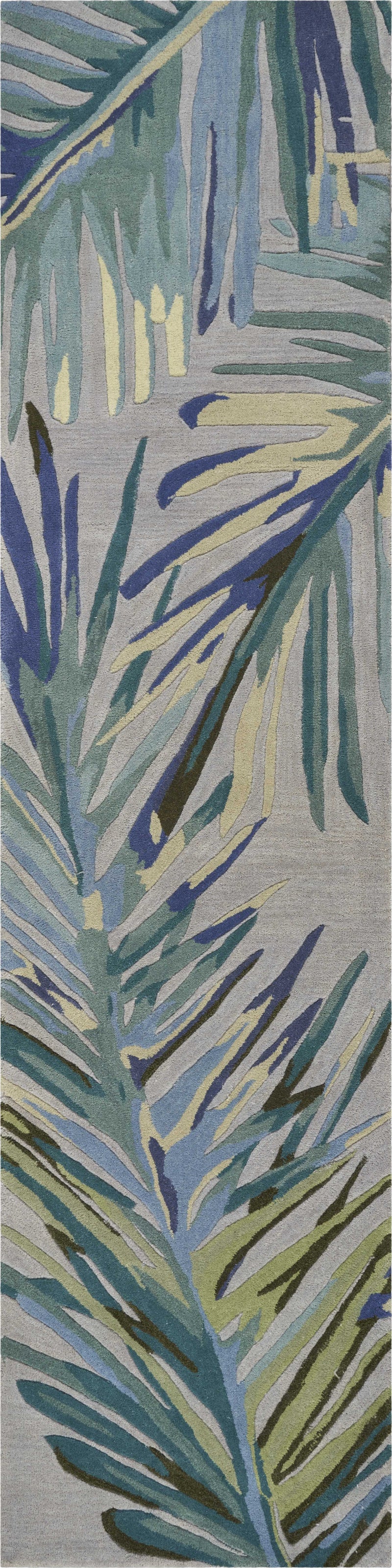 Rugs Runner Rugs - 2'6" x 10' Runner Wool Grey/Blue Area Rug HomeRoots