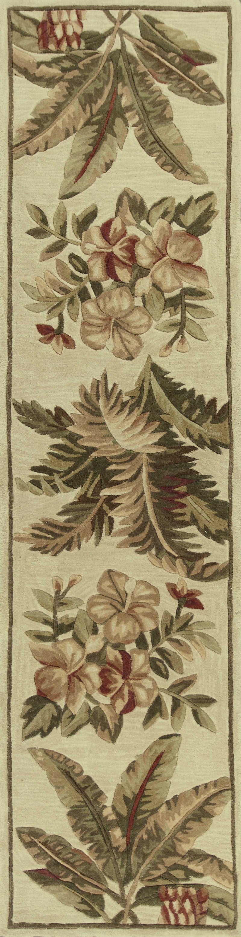 Rugs Runner Rugs 2'6" x 10' Runner Wool Ivory Area Rug 3007 HomeRoots