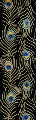 Rugs Runner Rugs 2'6" x 8' Runner Wool Black Area Rug 2798 HomeRoots