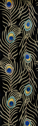Rugs Runner Rugs 2'6" x 8' Runner Wool Black Area Rug 2798 HomeRoots