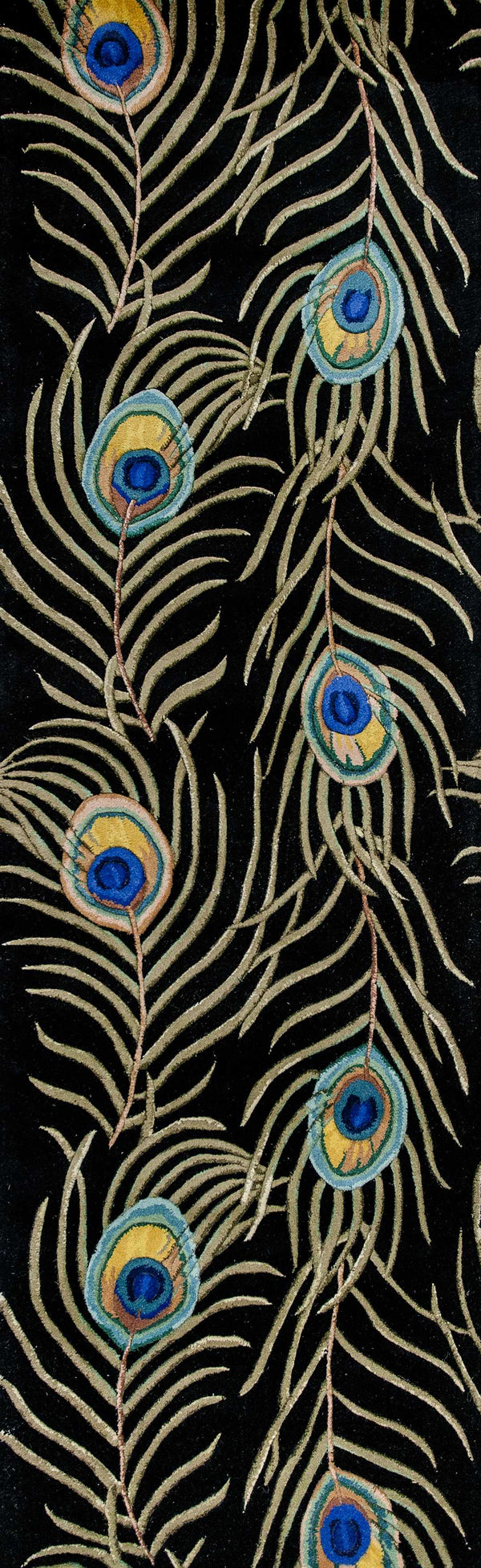 Rugs Runner Rugs 2'6" x 8' Runner Wool Black Area Rug 2798 HomeRoots