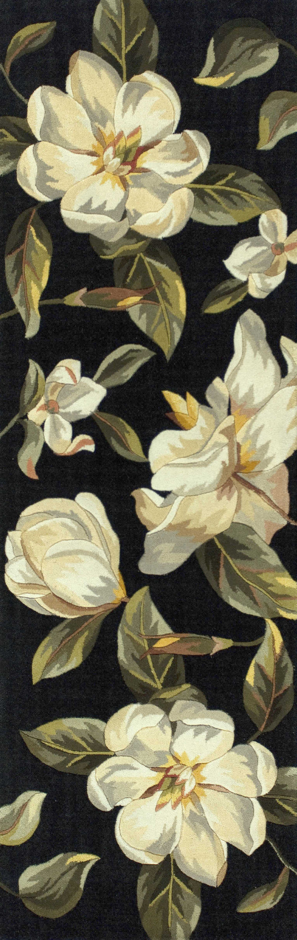Rugs Runner Rugs 2'6" x 8' Runner Wool Black Area Rug 2807 HomeRoots