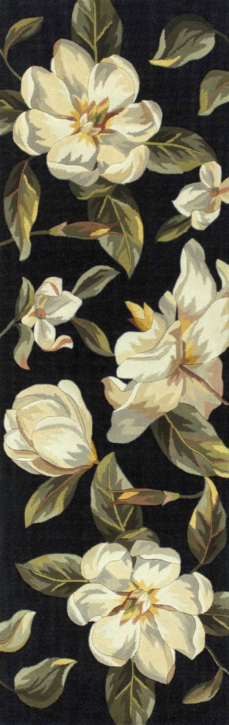 Rugs Runner Rugs 2'6" x 8' Runner Wool Black Area Rug 2807 HomeRoots