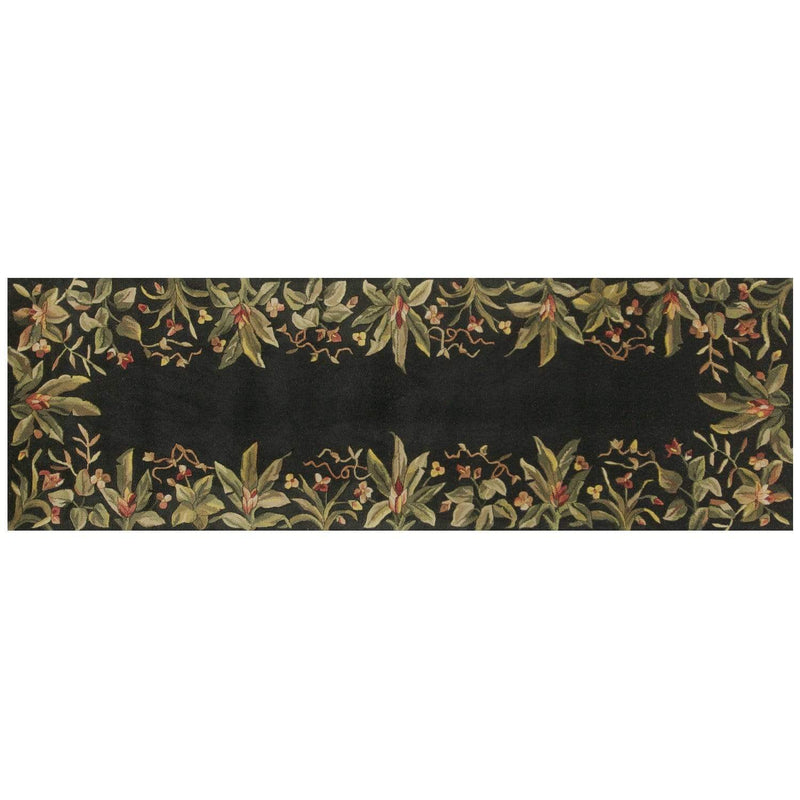Rugs Runner Rugs - 2'6" x 8' Runner Wool Black Area Rug HomeRoots