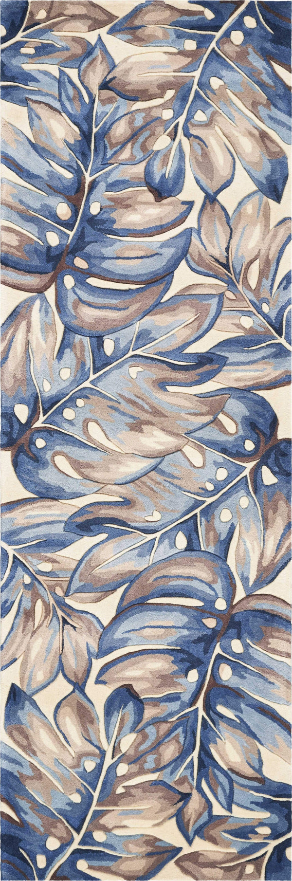 Rugs Runner Rugs - 2'6" x 8' Runner Wool Blue Area Rug HomeRoots