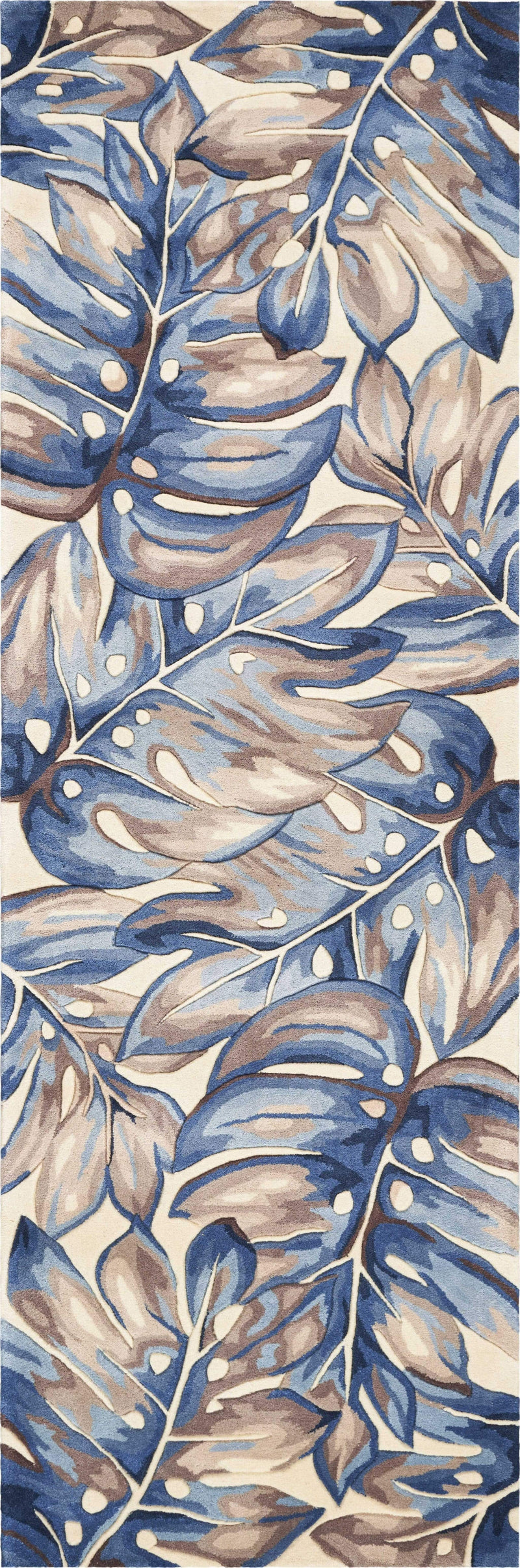 Rugs Runner Rugs - 2'6" x 8' Runner Wool Blue Area Rug HomeRoots