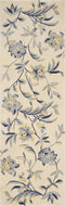 Rugs Runner Rugs 2'6" x 8' Runner Wool Ivory/Blue Area Rug 2816 HomeRoots