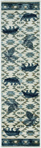 Rugs Runner Rugs - 2' x 7'7" Runner Polypropylene Ivory/Blue Area Rug HomeRoots
