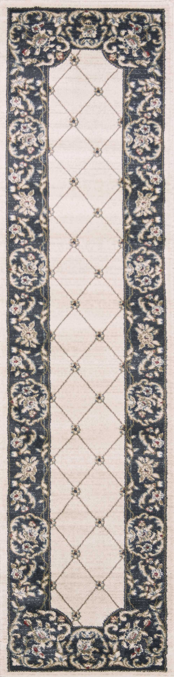 Rugs Runner Rugs 2' x 7'7" Runner Polypropylene Ivory/Grey Area Rug 3446 HomeRoots