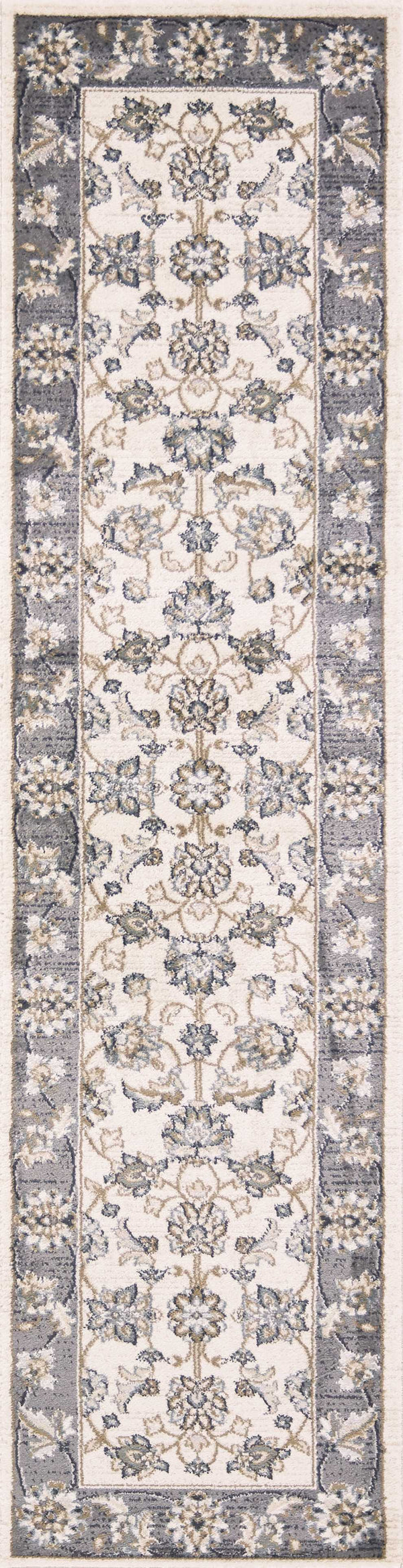 Rugs Runner Rugs - 2' x 7'7" Runner Polypropylene Ivory/Grey Area Rug HomeRoots