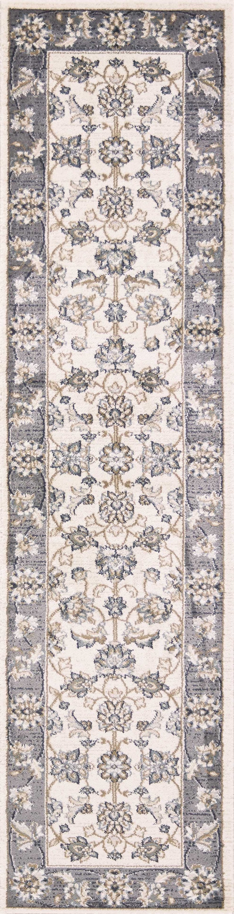 Rugs Runner Rugs - 2' x 7'7" Runner Polypropylene Ivory/Grey Area Rug HomeRoots