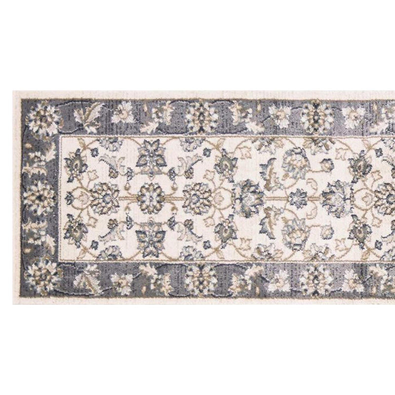 Rugs Runner Rugs - 2' x 7'7" Runner Polypropylene Ivory/Grey Area Rug HomeRoots