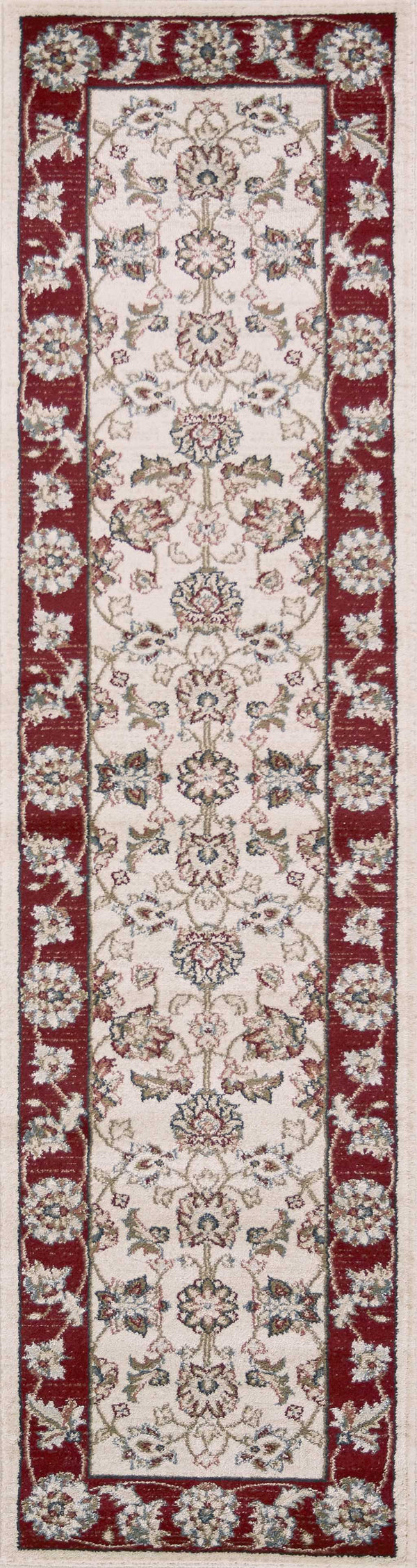 Rugs Runner Rugs - 2' x 7'7" Runner Polypropylene Ivory/Red Area Rug HomeRoots