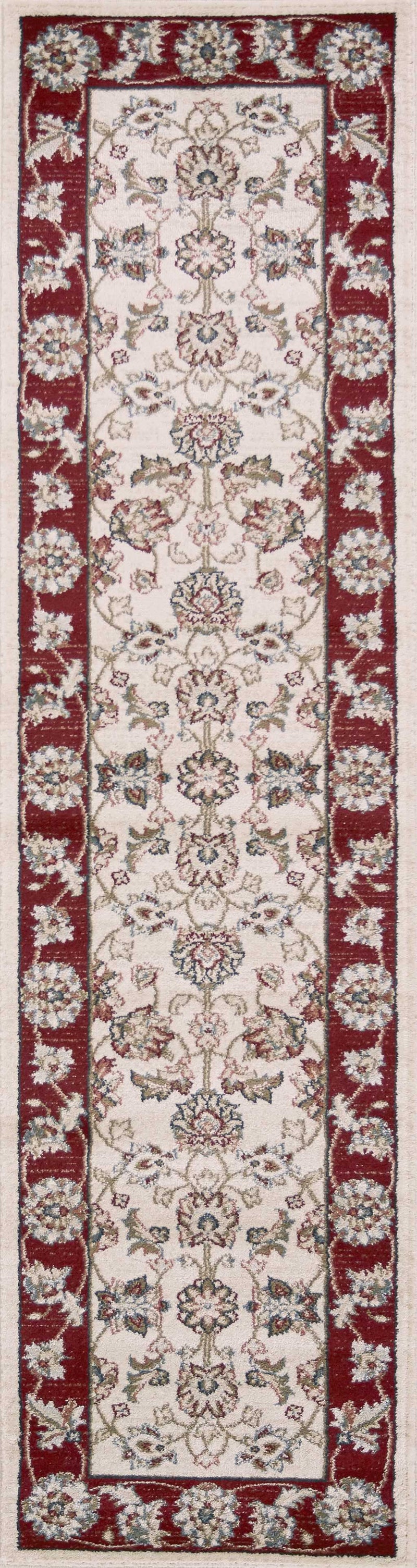 Rugs Runner Rugs - 2' x 7'7" Runner Polypropylene Ivory/Red Area Rug HomeRoots