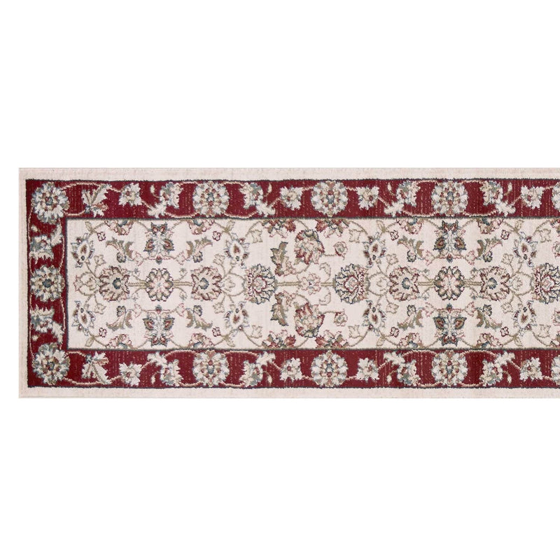 Rugs Runner Rugs - 2' x 7'7" Runner Polypropylene Ivory/Red Area Rug HomeRoots