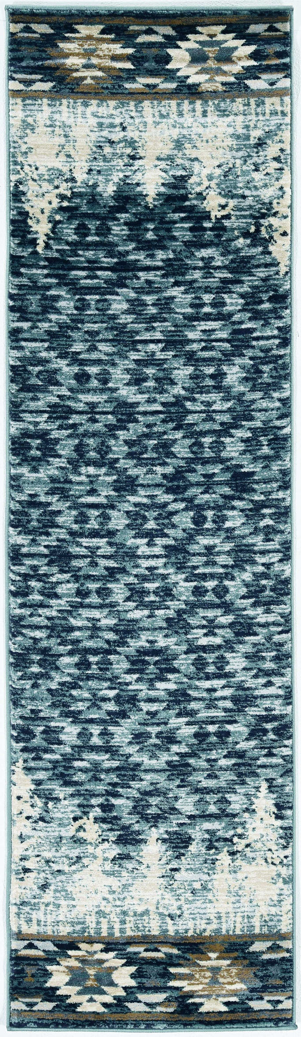 Rugs Runner Rugs 2' x 7'7" Runner Polypropylene Slate Blue Area Rug 3440 HomeRoots