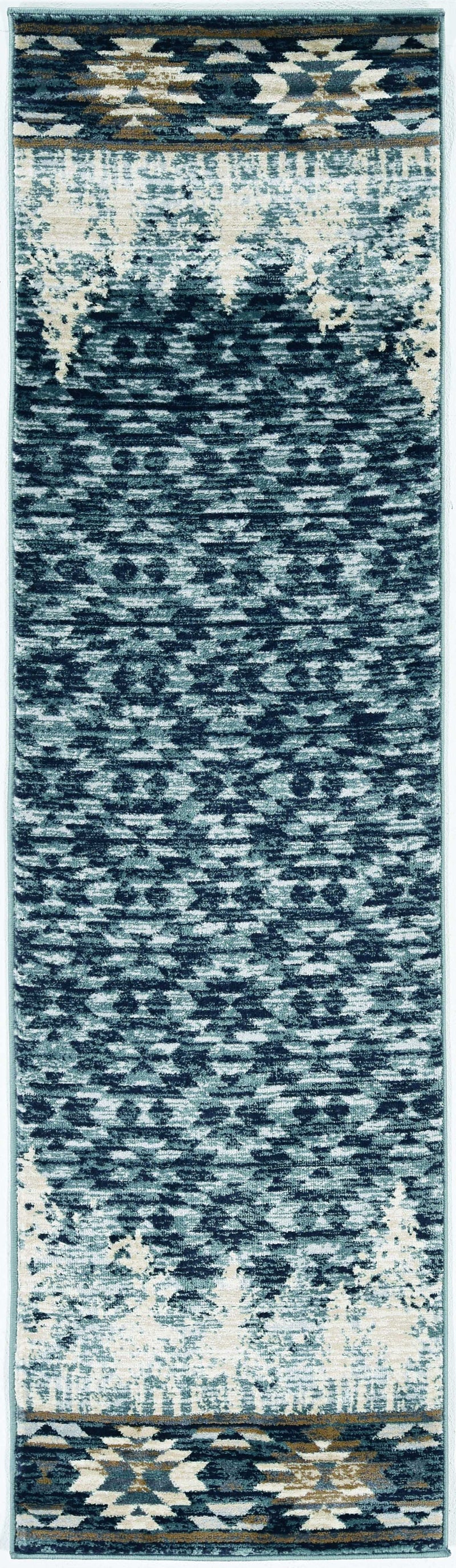 Rugs Runner Rugs 2' x 7'7" Runner Polypropylene Slate Blue Area Rug 3440 HomeRoots