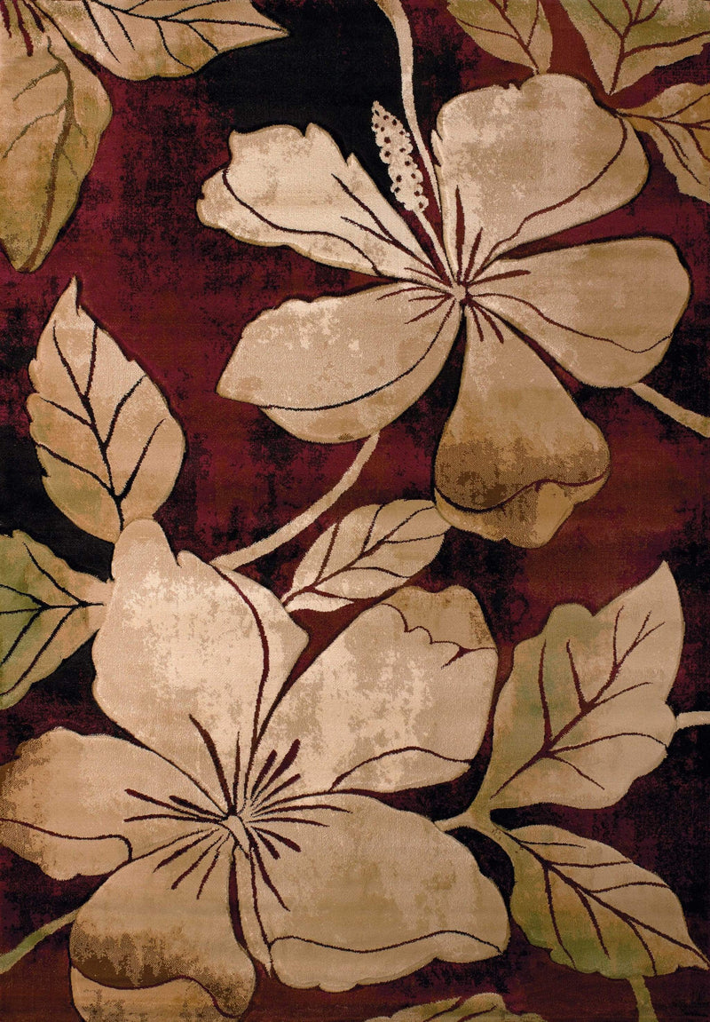 Rugs Runner Rugs 31" x 88" x 0.47" Burgundy Polypropylene Runner Rug 8527 HomeRoots