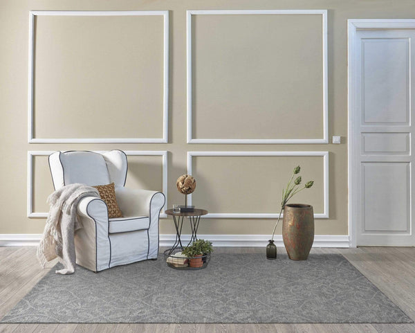 Rugs Rustic Rugs - 60" X 84" X 0.'5" Grey Wool Rug HomeRoots
