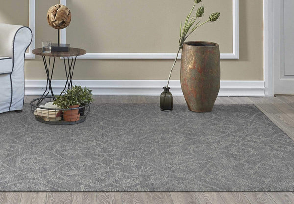 Rugs Rustic Rugs - 78" X 114" X 0.'5" Grey Wool Rug HomeRoots
