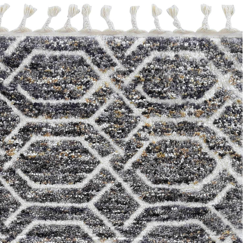 Rugs Rustic Rugs - 94" X 126" X 1" Grey Polyester Rug HomeRoots