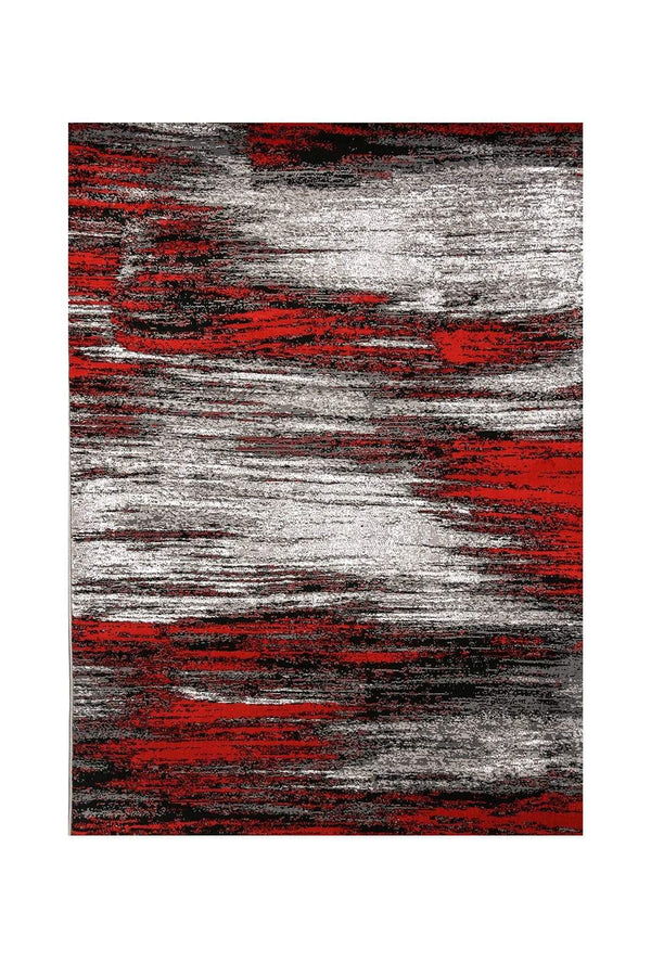 Rugs Shaded Patterned Area Rug In Polyester With Jute Mesh, Small, Red and Gray Benzara
