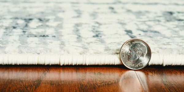Rugs Silver Rug - 114" X 156" X 0.'25" Ivory Silver Polypropylene / Viscose Rug HomeRoots