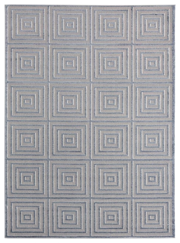 Rugs Silver Rug - 23" x 36" x 0.39" Blue/Grey Polyester/Olefin Accent Rug HomeRoots