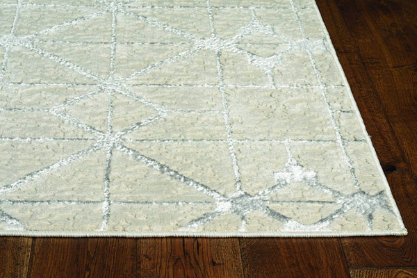Rugs Silver Rug - 39" X 59" X 0.'25" Ivory/Silver Polypropylene / Polyester Rug HomeRoots