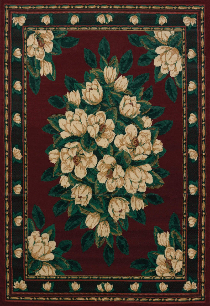 Rugs Silver Rug 47" x 63" x 0.3" Burgundy Polypropylene Accent Rug 9621 HomeRoots