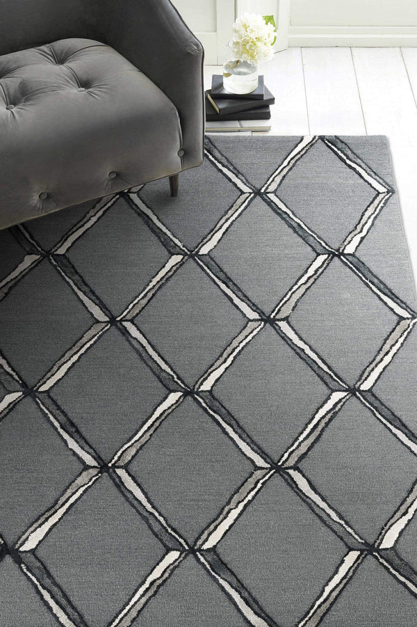Rugs Silver Rug - 60" X 84" X 0.'5" Charcoal/Silver Wool / Viscose Rug HomeRoots