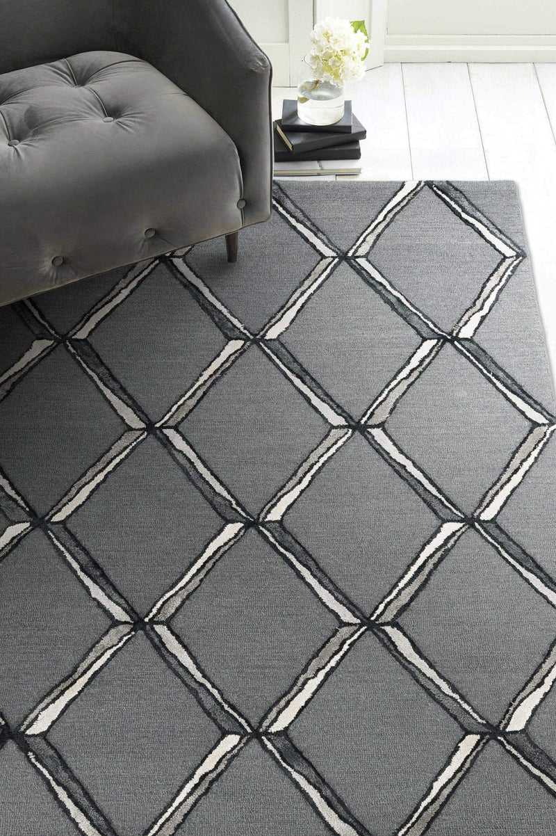 Rugs Silver Rug - 60" X 84" X 0.'5" Charcoal/Silver Wool / Viscose Rug HomeRoots