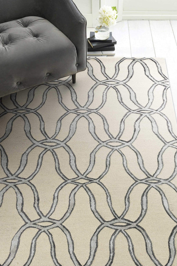 Rugs Silver Rug - 60" X 84" X 0.'5" Silver Wool / Viscose Rug HomeRoots