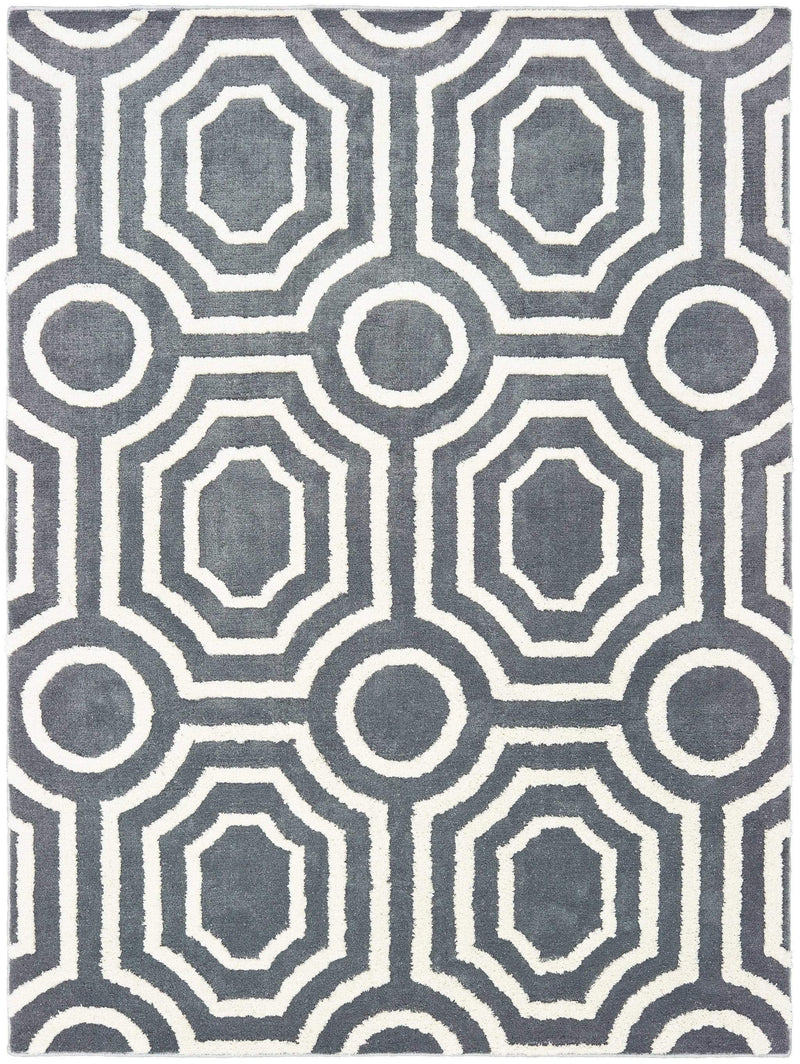 Rugs Silver Rug - 63" x 86" x 1.2" Silver Microfiber Area Rug HomeRoots
