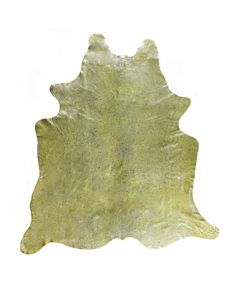Rugs Silver Rug - 72" x 84" Lime and Silver Cowhide - Area Rug HomeRoots