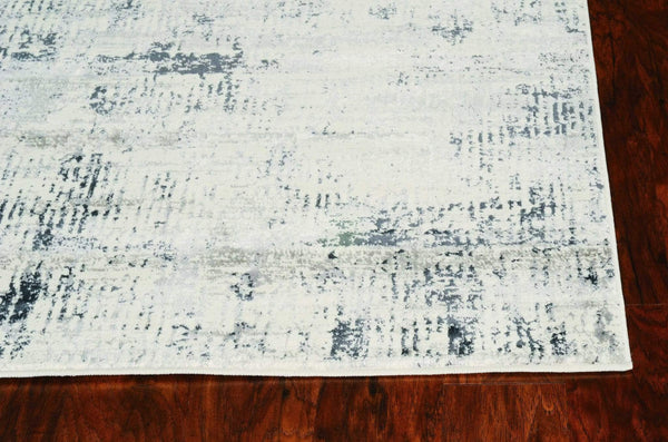 Rugs Silver Rug - 79" X 114" X 0.'25" Ivory Silver Polypropylene / Viscose Rug HomeRoots