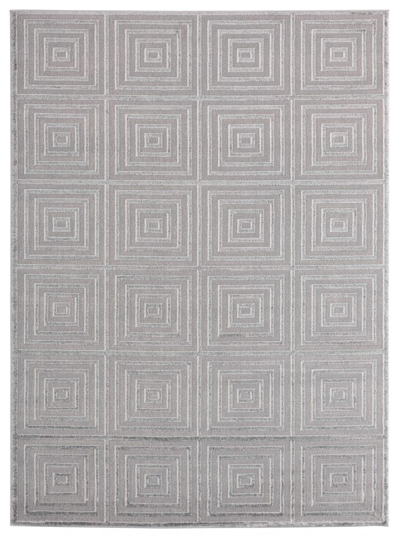 Rugs Silver Rug - 94" x 126" x 0.39" Silver Polyester/Olefin Area Rug HomeRoots