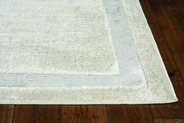 Rugs Silver Rug 94" X 130" X 0.'25" Ivory/Silver Polypropylene / Polyester Rug 5036 HomeRoots