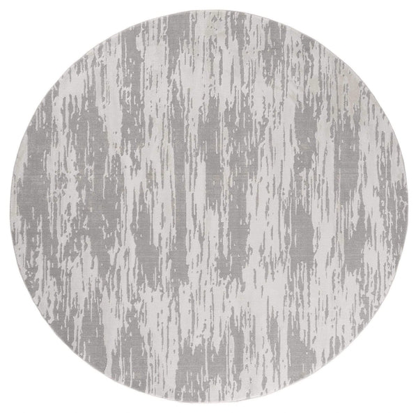 Rugs Silver Rug 94" x 94" x 0.39" Silver Polyester/Olefin Round Rug 7952 HomeRoots