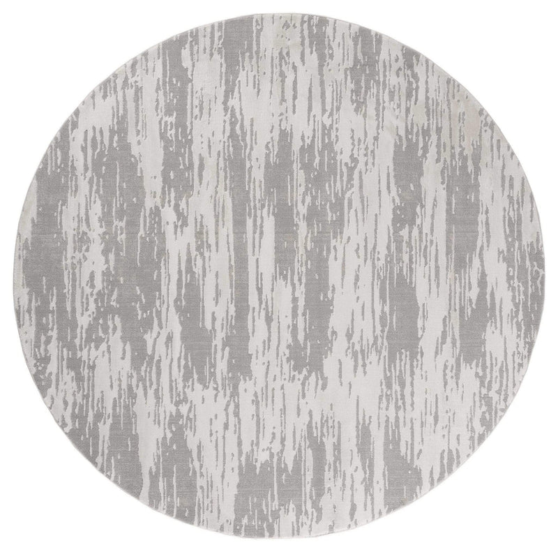 Rugs Silver Rug 94" x 94" x 0.39" Silver Polyester/Olefin Round Rug 7952 HomeRoots