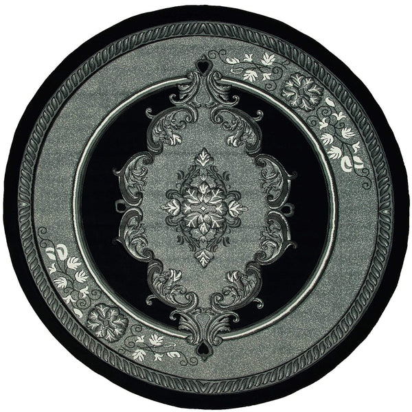 Rugs Silver Rug - 94" x 94" x 0.53" Silver Olefin/Polypropylene Round Rug HomeRoots