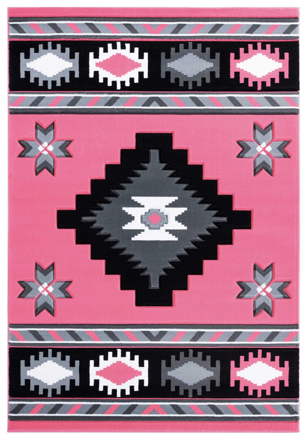 Rugs Stair Rug Runner - 22" x 32" x 0.53" Pink Olefin/Polypropylene Runner Rug HomeRoots