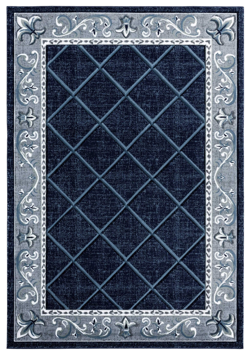 Rugs Stair Rug Runner 31" x 88" x 0.53" Navy Olefin/Polypropylene Runner Rug 7370 HomeRoots