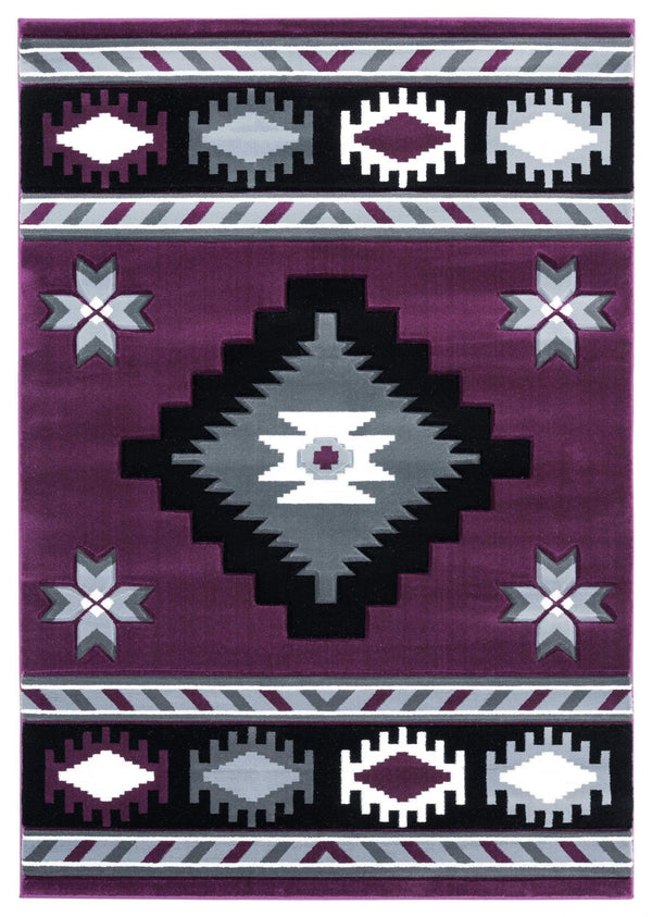 Rugs Stair Rug Runner 31" x 88" x 0.53" Plum Olefin/Polypropylene Runner Rug 7298 HomeRoots