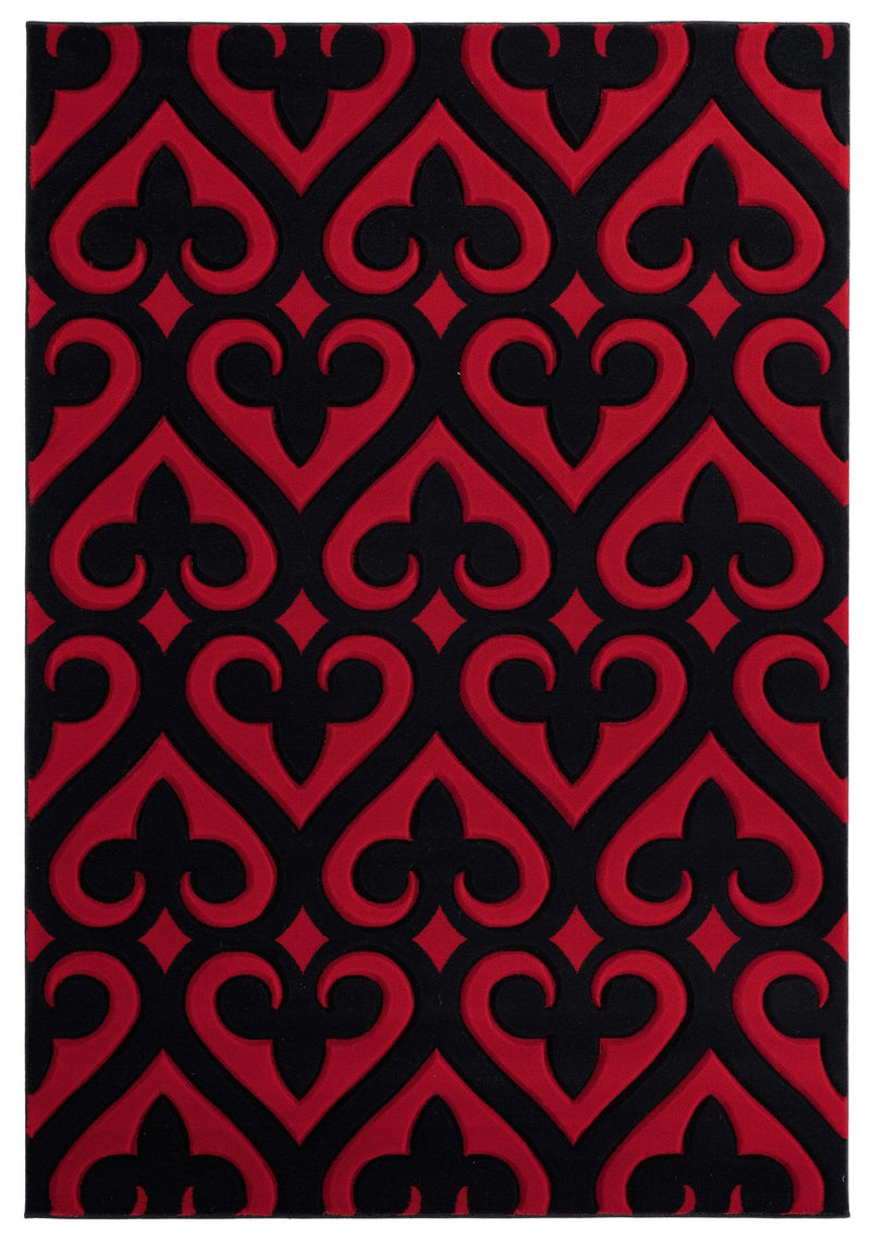 Rugs Stair Rug Runner 31" x 88" x 0.53" Red Olefin/Polypropylene Runner Rug 7454 HomeRoots