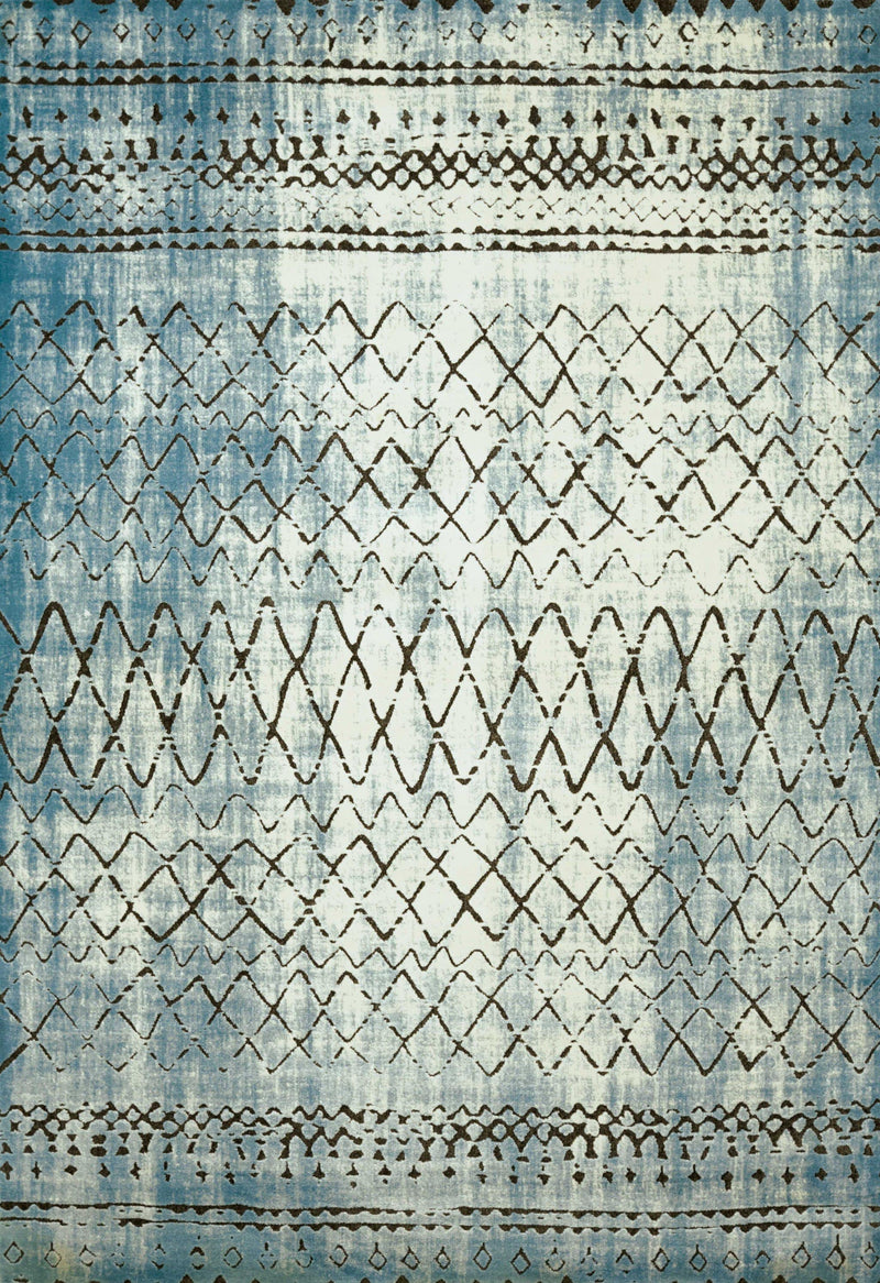 Rugs Vintage Rugs 23" x 82" x 0.43" Aqua Polypropylene/Polyester Runner Rug 1761 HomeRoots