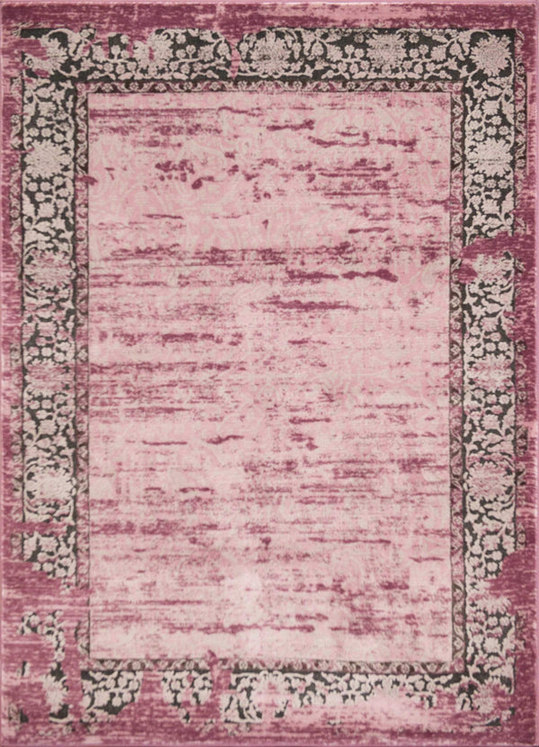Rugs Vintage Rugs 23" x 82" x 0.43" Mauve Polypropylene/Polyester Runner Rug 1825 HomeRoots