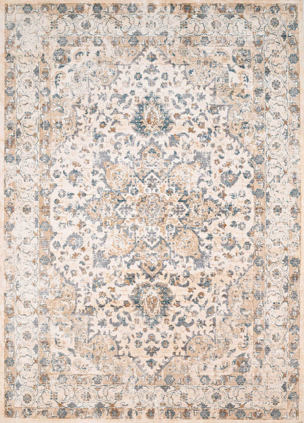 Rugs Vintage Rugs 31" x 86" x 0.39" Bone Polyester Runner Rug 1721 HomeRoots