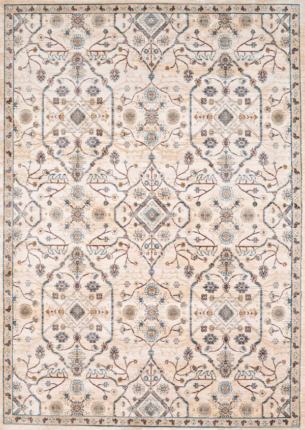 Rugs Vintage Rugs 31" x 86" x 0.39" Bone Polyester Runner Rug 1737 HomeRoots