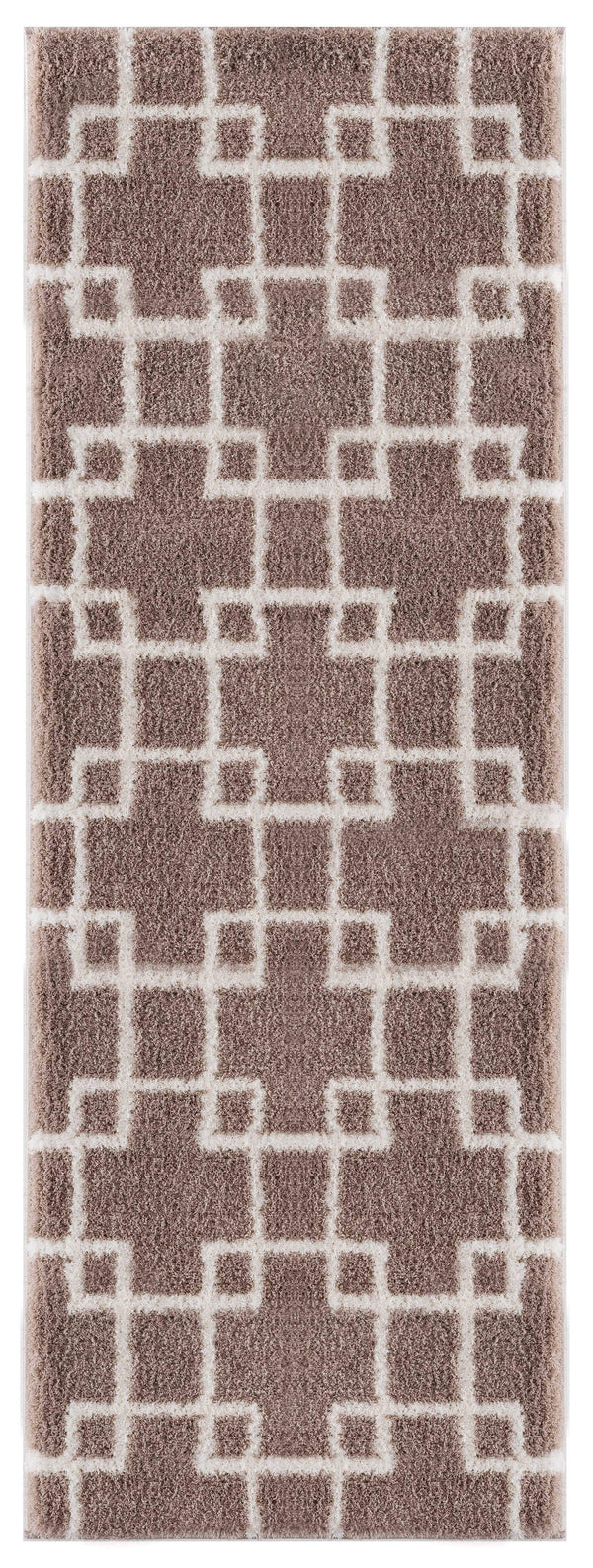 Rugs Vintage Rugs 31" x 86" x 1.2" Beige Microfiber Polyester Runner Rug 1615 HomeRoots